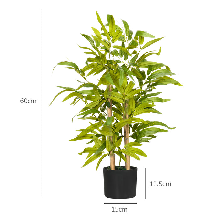 Artificial Bamboo Tree Duo in Pots - Lifelike Desk and Home Decor Faux Plants, Indoor/Outdoor, 15x15x60cm - Perfect for Office & Living Space Beautification