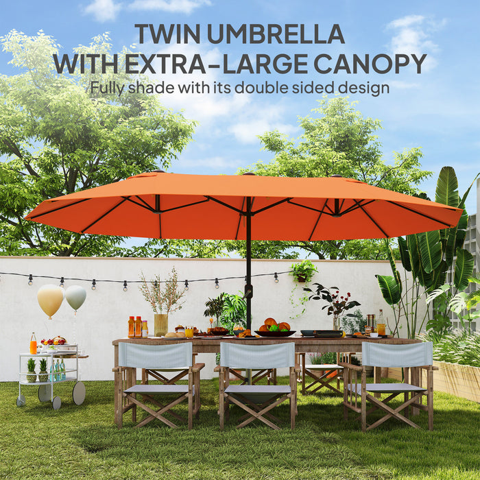 Outsunny 4.6m Double-Sided Garden Parasol - Orange