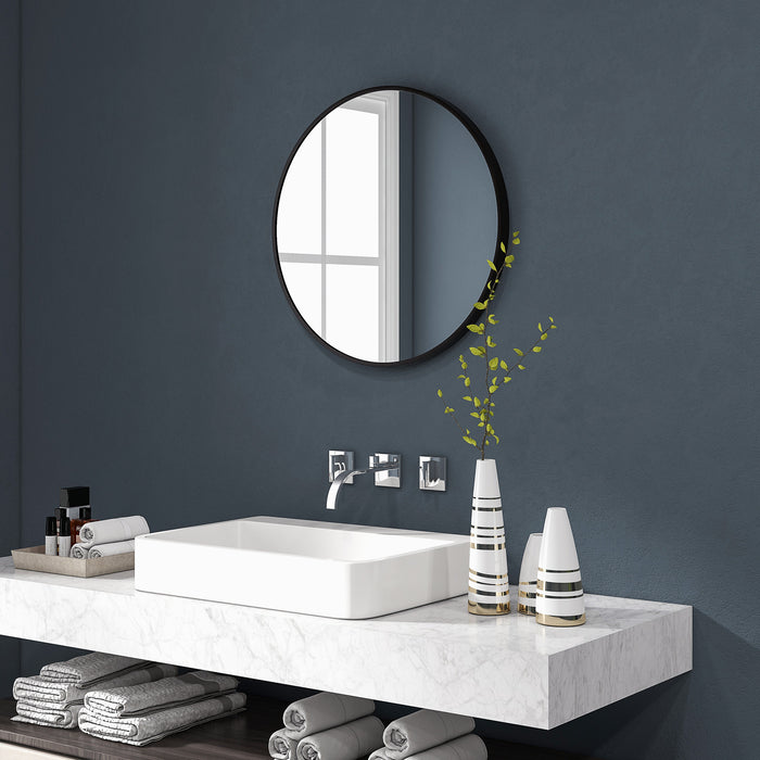 Round Modern Bathroom Mirror - Aluminum Framed Wall-Mounted Vanity, Easy Installation, 70cm - Ideal for Living Rooms & Entryways