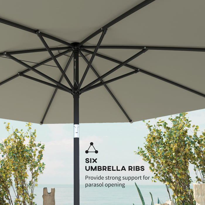 Outsunny 2.7M Garden Parasol Umbrella with Tilt and Crank, Outdoor Sun Parasol Sunshade Shelter with Aluminium Frame, Light Grey