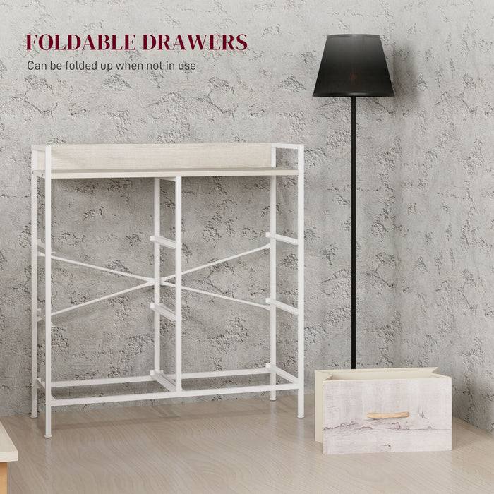 HOMCOM Rustic Chest of Six Fabric Drawers - Natural