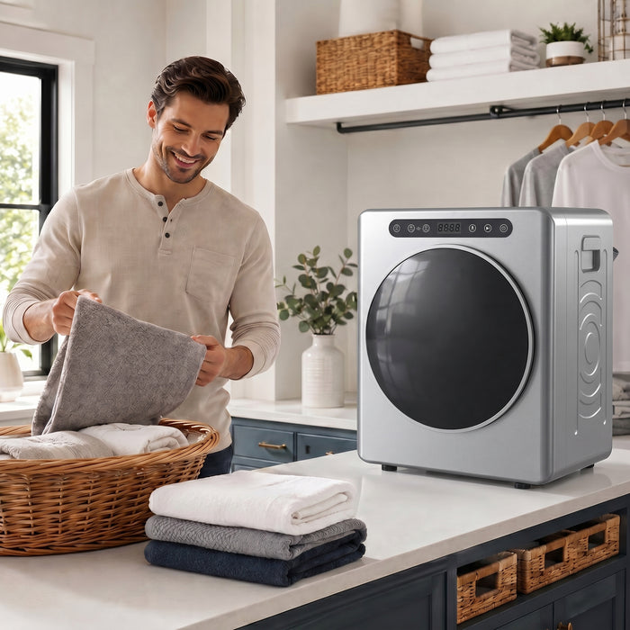 HOMCOM 5kg Compact 40-60℃  Tumble Dryer - Silver Tone