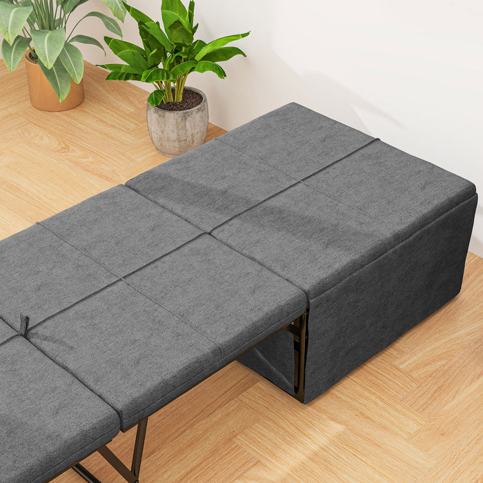 HOMCOM Single Folding Bed with Linen Sponge Mattress and Dust Cover, Foldable Guest Bed with Metal Frame, 69 x 181.5 cm, Grey