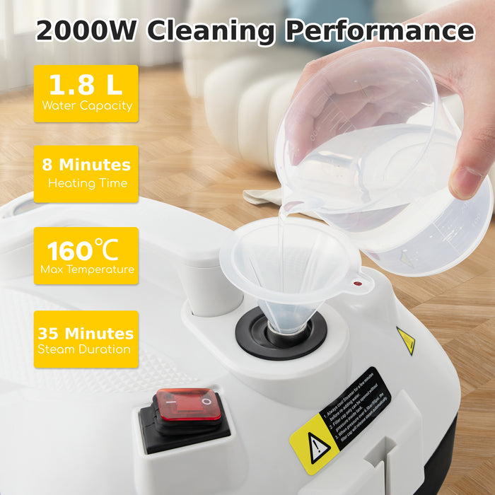 1.8L Steam Cleaner 2000W with 15 Piece Accessory Set-