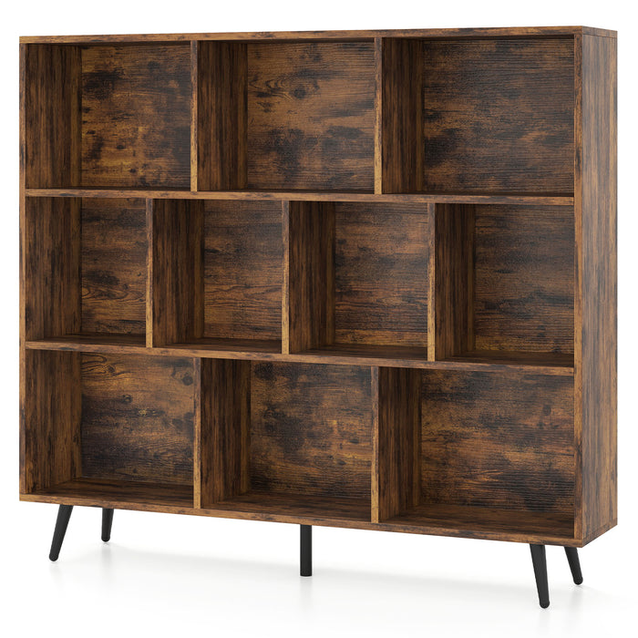 10-Cube Bookcase 120 CM Mid Century Modern Storage Organizer-