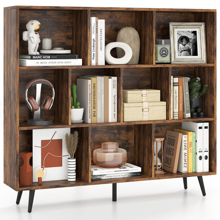 10-Cube Bookcase 120 CM Mid Century Modern Storage Organizer-