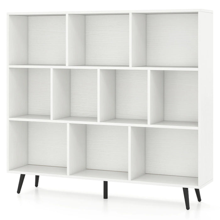 10-Cube Bookcase 120 CM Mid Century Modern Storage Organizer-