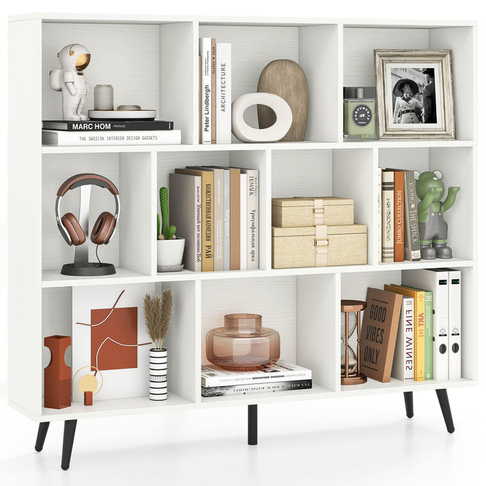 10-Cube Bookcase 120 CM Mid Century Modern Storage Organizer-