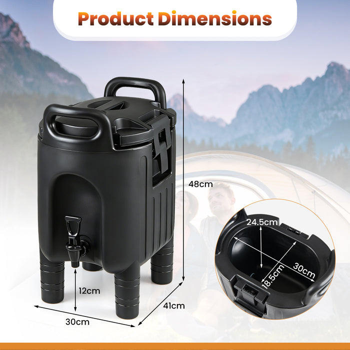 10 L Insulated Beverage Dispenser with Handles and Two-Stage Faucet-
