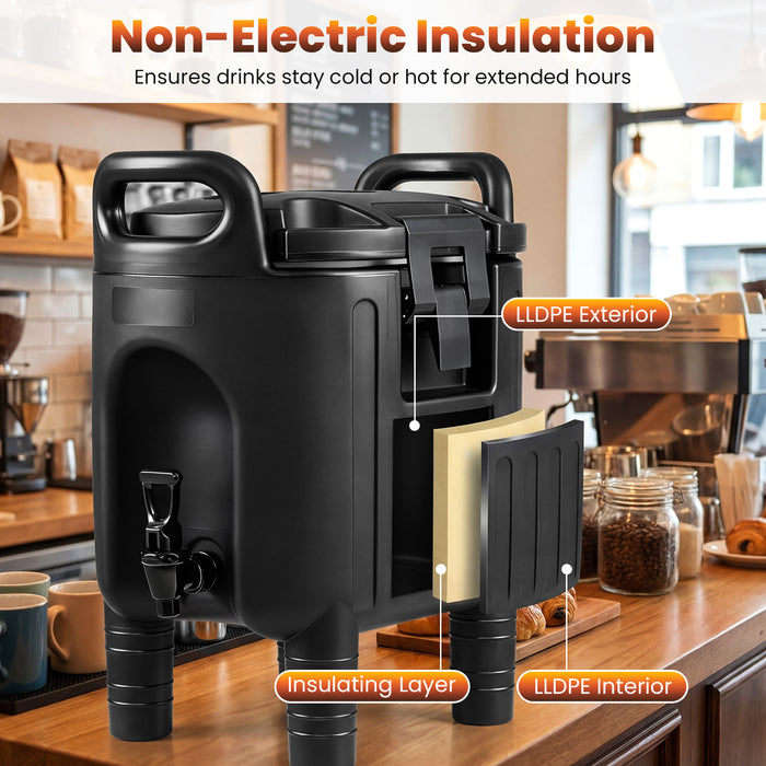 10 L Insulated Beverage Dispenser with Handles and Two-Stage Faucet-