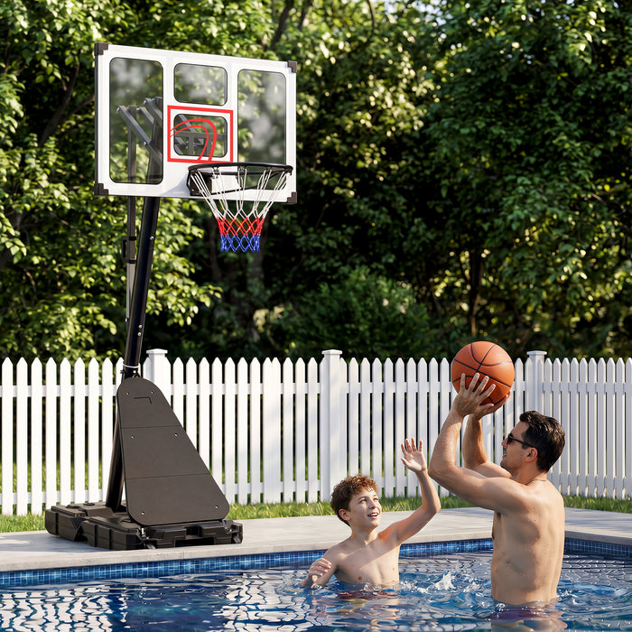 10 Levels Adjustable Basketball Goal System with Shatterproof Backboard Rebounder and Fillable Base