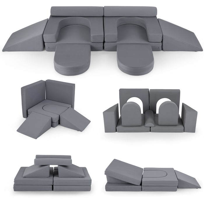 10 PCS Modular Kids Play Couch Toddler Climb and Crawl Foam Playset-
