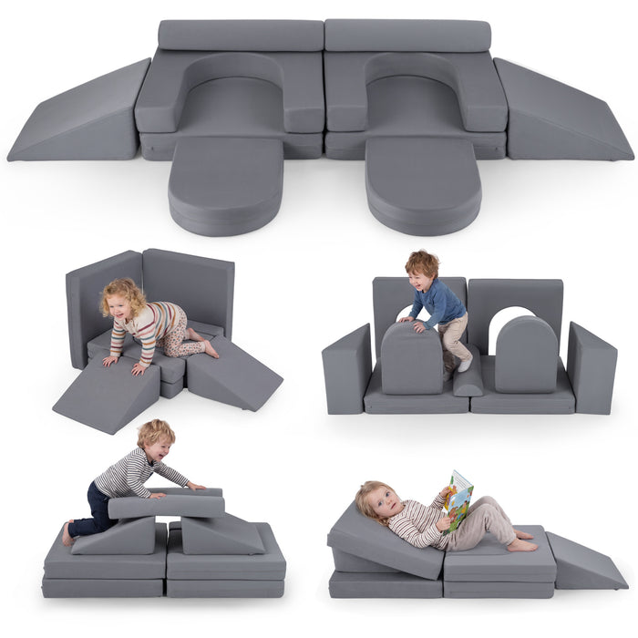 10 PCS Modular Kids Play Couch Toddler Climb and Crawl Foam Playset-