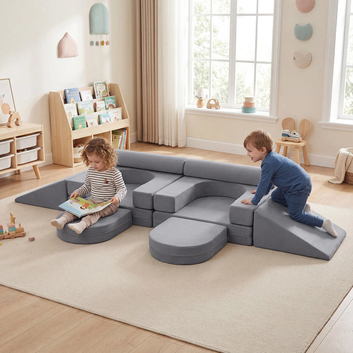 10 PCS Modular Kids Play Couch Toddler Climb and Crawl Foam Playset-