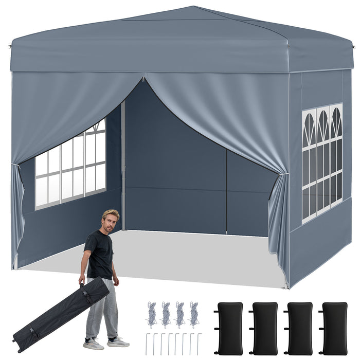10 X 10 FT Pop up Canopy Tent Outdoor Patio Commercial Sunshade Shelter with 4 Sidewalls-