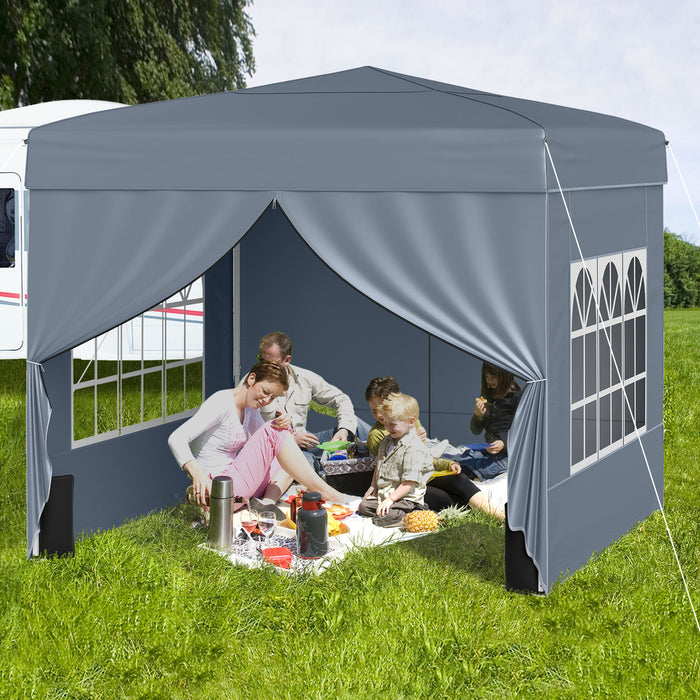 10 X 10 FT Pop up Canopy Tent Outdoor Patio Commercial Sunshade Shelter with 4 Sidewalls-