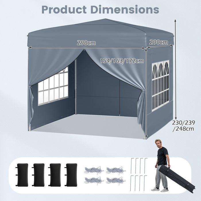 10 X 10 FT Pop up Canopy Tent Outdoor Patio Commercial Sunshade Shelter with 4 Sidewalls-