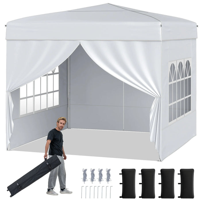 10 X 10 FT Pop up Canopy Tent Outdoor Patio Commercial Sunshade Shelter with 4 Sidewalls-