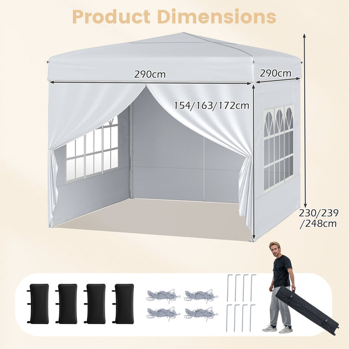 10 X 10 FT Pop up Canopy Tent Outdoor Patio Commercial Sunshade Shelter with 4 Sidewalls-