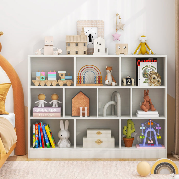 10-Cube Bookshelf with 2 Anti-Tipping Kits for Living Room Kid’s Room-