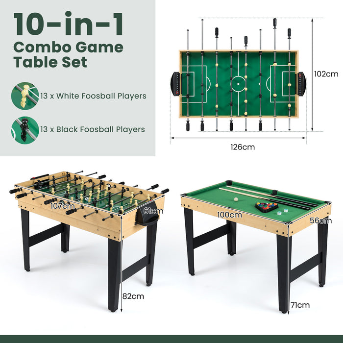 10-in-1 Combo Game Table Set with Foosball and Air Hockey-