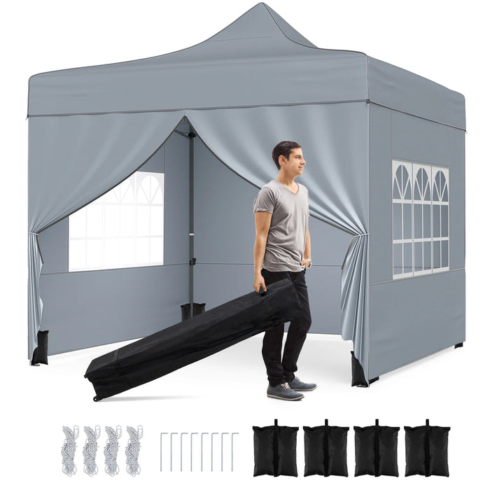 10 x 10 Feet Pop up Canopy Tent with 4 Removable Sidewalls-
