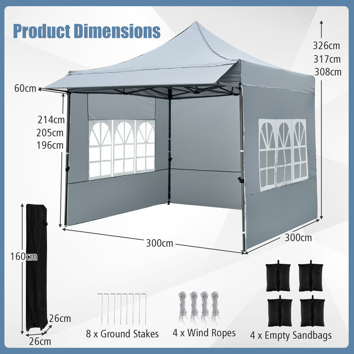 10 x 10 Pop Up Canopy Tent with 3 Sidewalls-