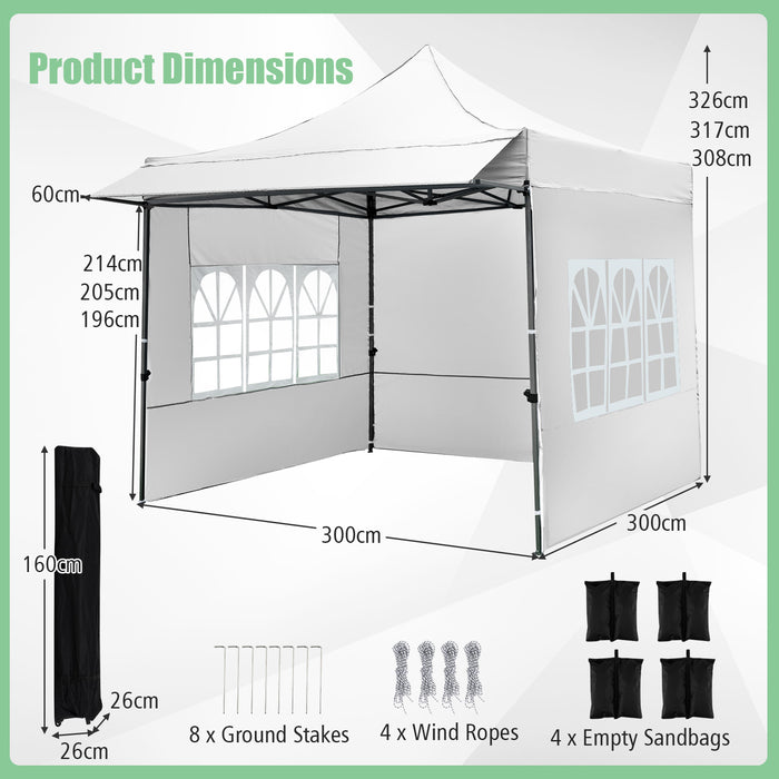 10 x 10 Pop Up Canopy Tent with 3 Sidewalls-
