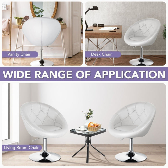 Adjustable Bar Stool PU Leather 360° Swivel Vanity Chair-