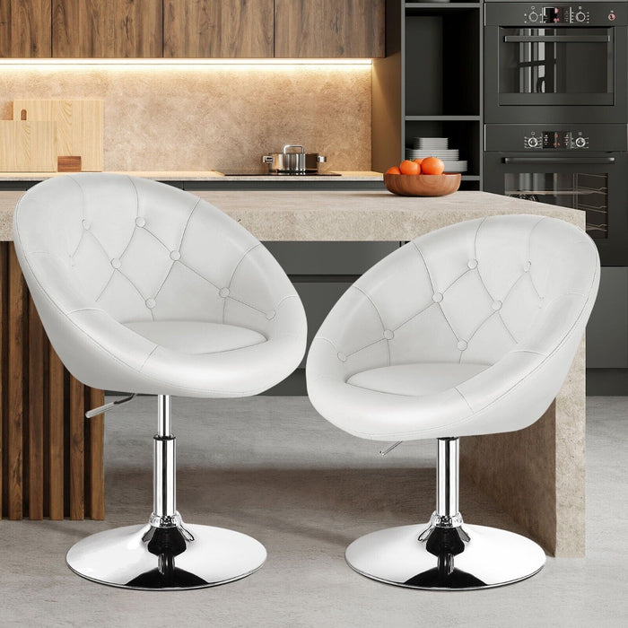 Adjustable Bar Stool PU Leather 360° Swivel Vanity Chair-