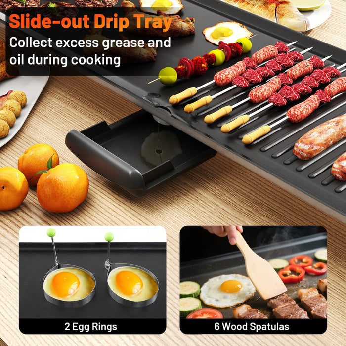 100 × 22cm Electric Griddle with 2 Nonstick Surfaces