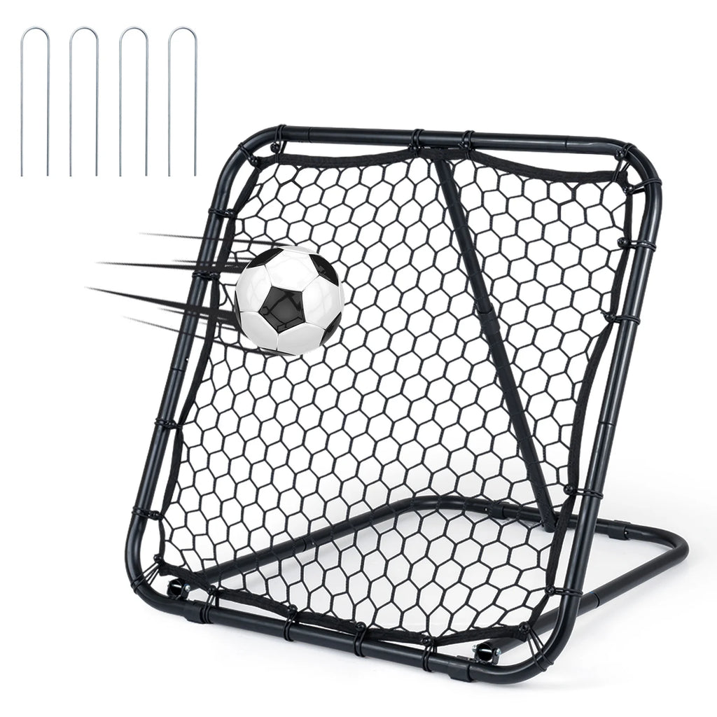 101 x 101 cm Football Rebounder with 7 Adjustable Angles and 4 Ground Stakes
