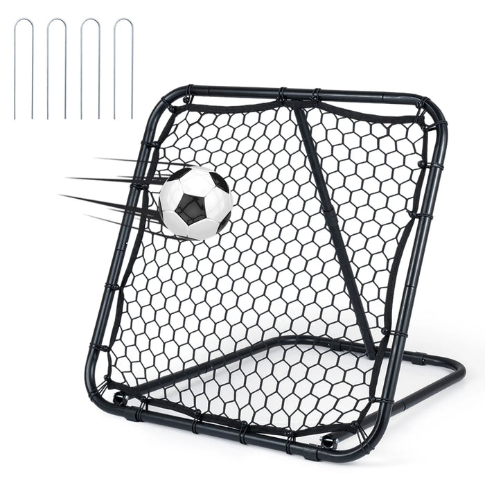 101 x 101 cm Football Rebounder with 7 Adjustable Angles and 4 Ground Stakes