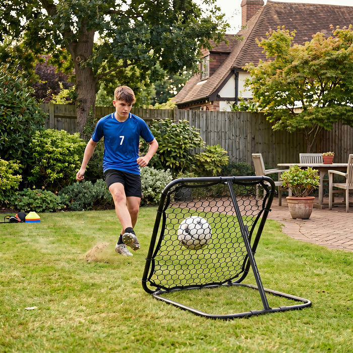 101 x 101 cm Football Rebounder with 7 Adjustable Angles and 4 Ground Stakes