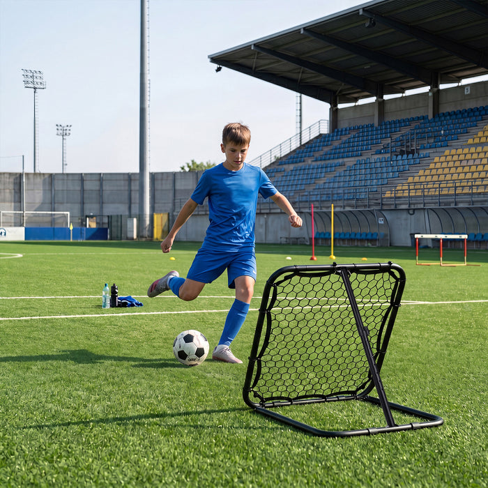 101 x 101 cm Football Rebounder with 7 Adjustable Angles and 4 Ground Stakes