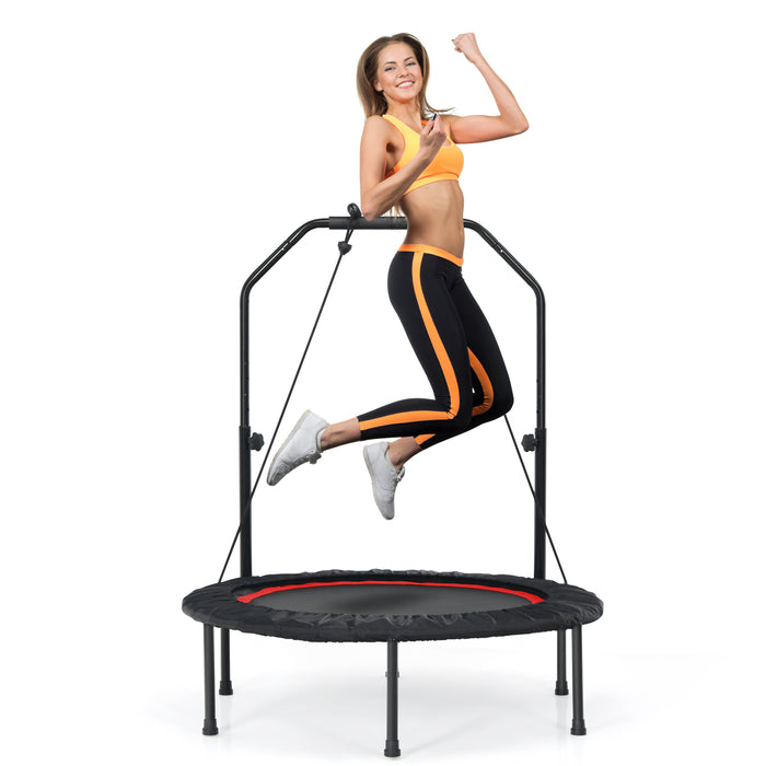 101 cm Mini Trampoline with 2 Resistance Bands and Adjustable Foam Handle-