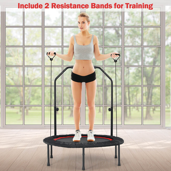 101 cm Mini Trampoline with 2 Resistance Bands and Adjustable Foam Handle-