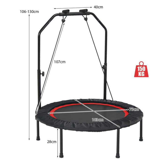 101 cm Mini Trampoline with 2 Resistance Bands and Adjustable Foam Handle-