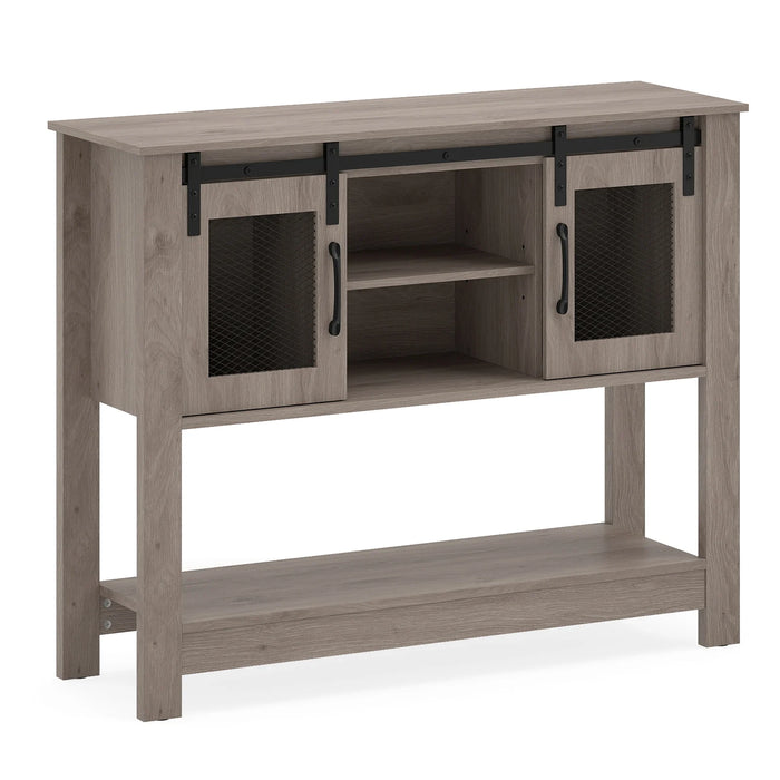 102CM Small Entryway Table with Barn Sliding Doors-Rusticbrown