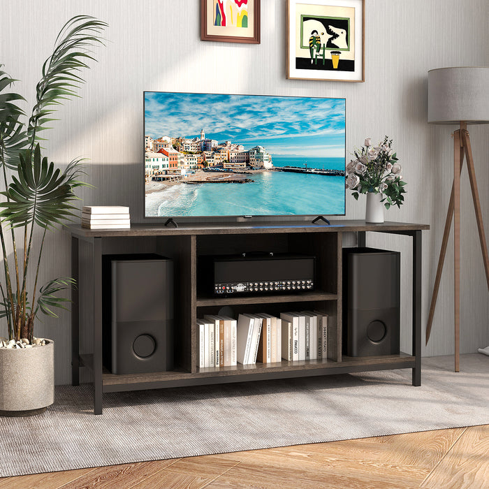 106 CM TV Stand with Power Outlet Open Storage and Adjustable Shelf-