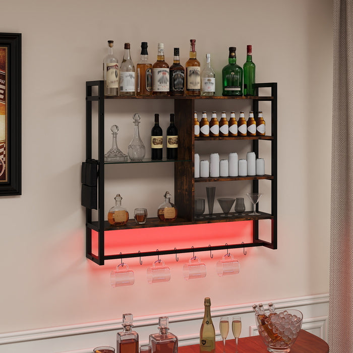 107 CM Gaming Floating Shelves with LED Lights Remote and APP Control-White