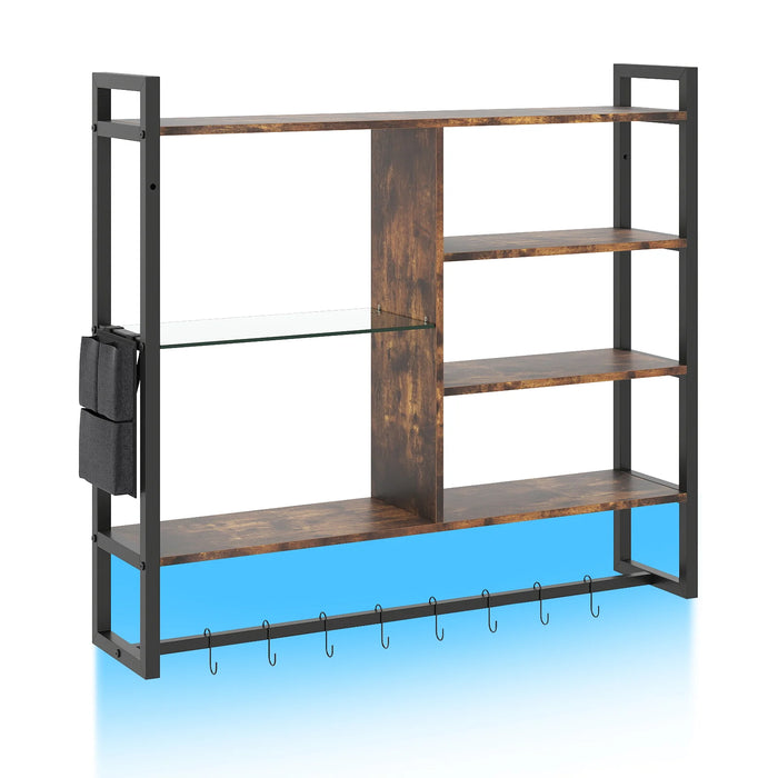 107 CM Gaming Floating Shelves with LED Lights Remote and APP Control-White