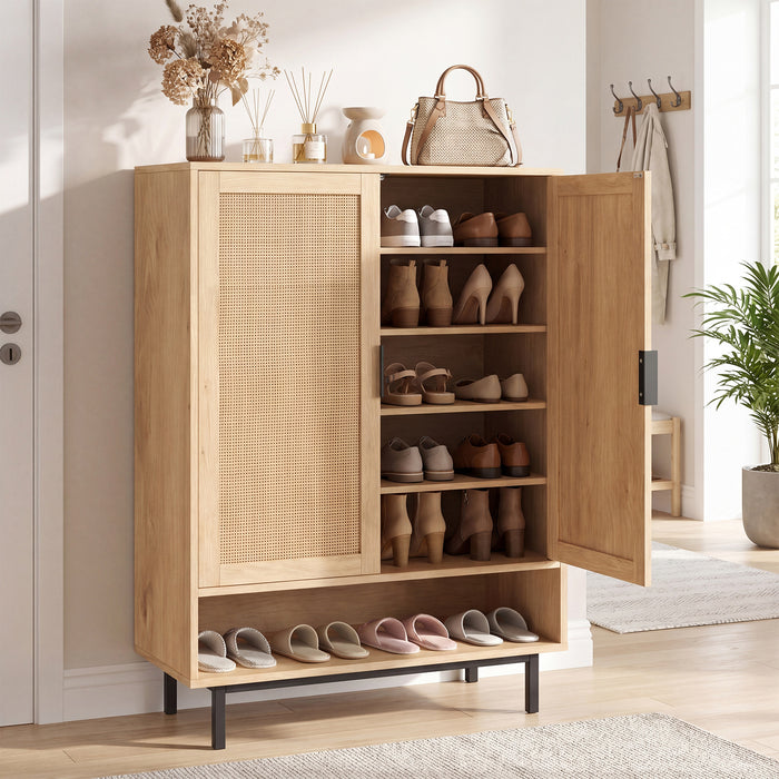 108CM Tall Shoe Cabinet 6-Tier with 2 Doors and Adjustable Shelves-White