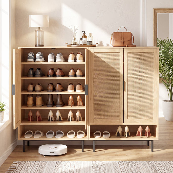 108CM Tall Shoe Cabinet 6-Tier with 2 Doors and Adjustable Shelves-White