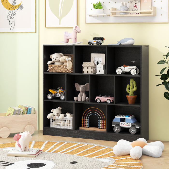 10-Cube Bookshelf Freestanding Storage Organizer with 2 Anti-Tipping Kits-