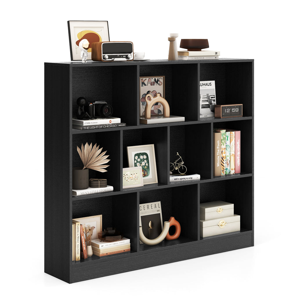 10-Cube Bookshelf Freestanding Storage Organizer with 2 Anti-Tipping Kits-