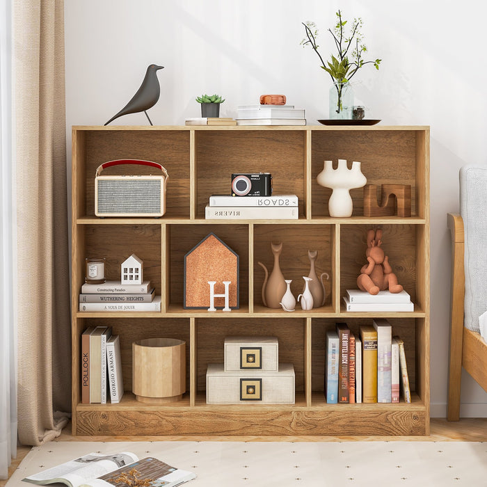 10-Cube Bookshelf Freestanding Storage Organizer with 2 Anti-Tipping Kits-