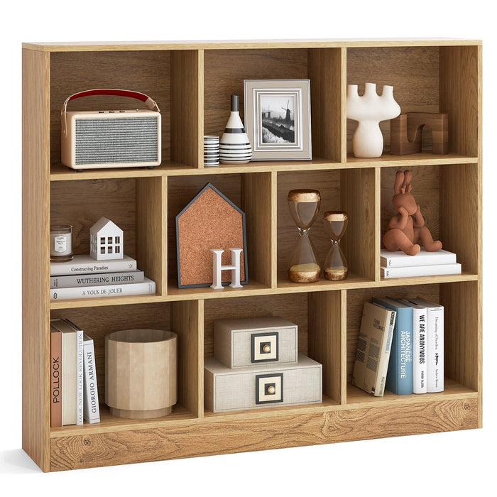 10-Cube Bookshelf Freestanding Storage Organizer with 2 Anti-Tipping Kits-