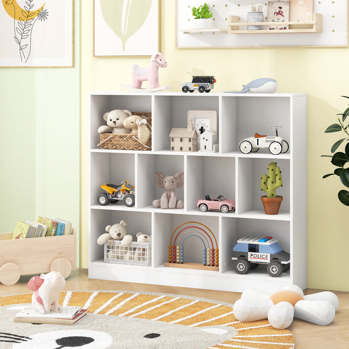 10-Cube Bookshelf Freestanding Storage Organizer with 2 Anti-Tipping Kits-