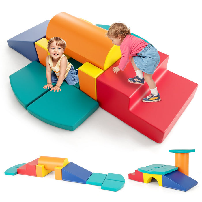 10 Pieces Foam Climbing Blocks Set with PU Leather Surface for 1-3 Years Old-